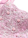 Miniabito Homecoming rosa anni '60 in tulle glitterato con farfalle