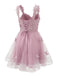 [Prevendita] Miniabito Homecoming rosa anni '60 in tulle glitterato con farfalle