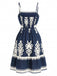Abito Nero Anni '70 Boho Smocked con Spalline Sottili