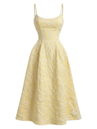 Yellow 1950s Sleeveless Midi Dress 2