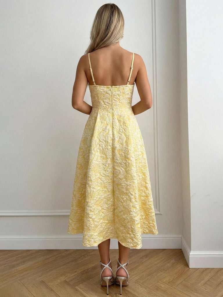 Yellow 1950s Sleeveless Midi Dress 4