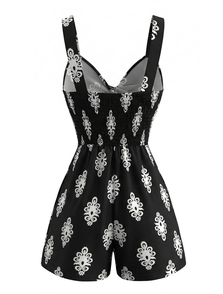 Tuta Corta Nera con Cut-Out e Intreccio Frontale Anni '50 3