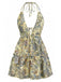 Abito Bohemien Paisley Halter Scollo a V Profondo Schiena Scoperta Mini Anni '70 4