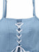 Abito a Corsetto con Spalline Sottili in Denim con Bordo in Pizzo Blu Anni '80 4