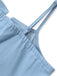 Abito a Corsetto con Spalline Sottili in Denim con Bordo in Pizzo Blu Anni '80 5