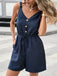 Tuta Corta con Scollo a V con Spalline Annodate e Bottoni Blu Anni '50 3