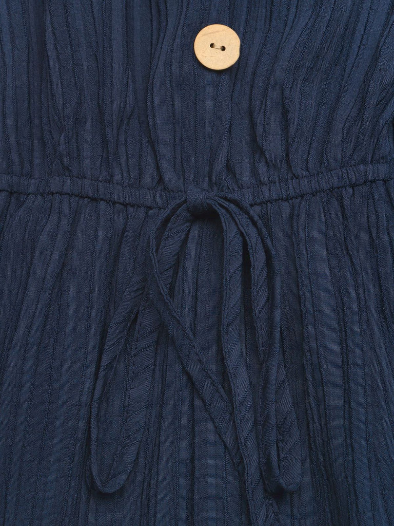 Tuta Corta con Scollo a V con Spalline Annodate e Bottoni Blu Anni '50 7