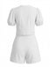 Set 2PCS Top con Maniche a Sbuffo in Cotone e Pizzo con Allacciatura e Shorts Anni '50 5