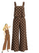 Tuta Lunga a Pois Wide-Strap Gamba Larga - Marrone Anni '30