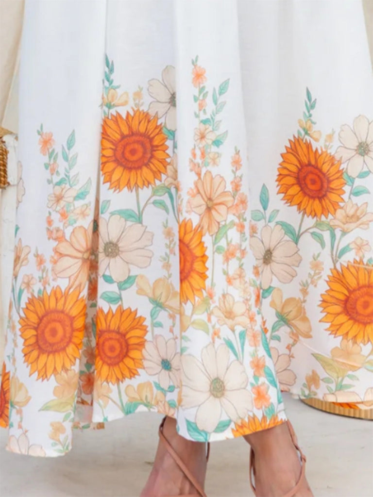 Abito Halter Scollo a V Sunflower Fitted Waist Svasato Anni '50 10