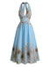 Abito Halter Scollo a V Sunflower Fitted Waist Svasato Anni '50