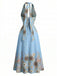 Abito Halter Scollo a V Sunflower Fitted Waist Svasato Anni '50 2