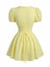 Mini Abito con Maniche a Sbuffo e Scollo a V Ricamato in Cotone Giallo Anni '60 5