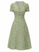 Abito floreale maniche a sbuffo puro cotone beige anni '40
