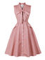 Abito a Ruota Rosa Anni '50 a Pois con Fiocco
