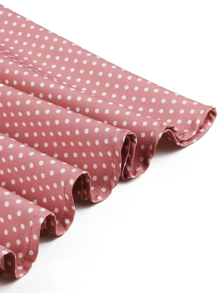 Abito Svasato con Fiocco a Pois Rosa Anni '50 6