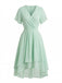 Abito Solid Scollo a V con Volant Sleeve in Chiffon Asymmetrical Anni '50 2