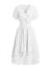 Abito Solid Scollo a V con Volant Sleeve in Chiffon Asymmetrical Anni '50 4
