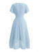 Abito Anni '50 in Chiffon Asimmetrico con Maniche a Volant e Scollo a V