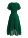 Abito Anni '50 in Chiffon Asimmetrico con Maniche a Volant e Scollo a V