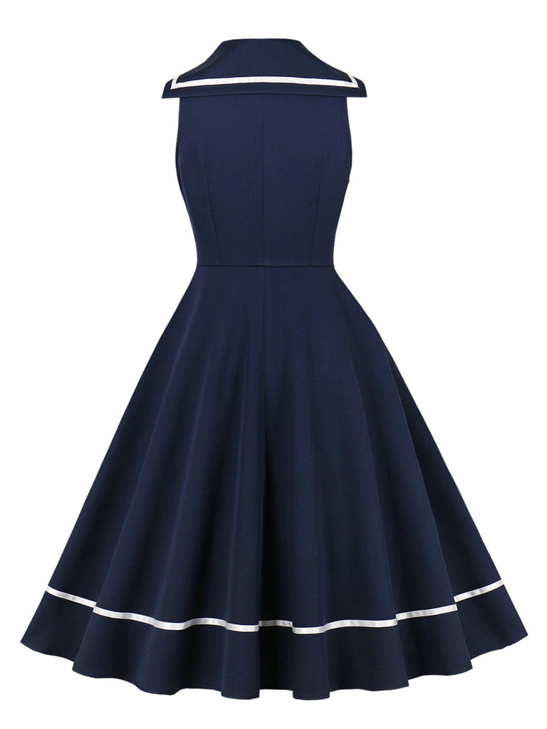 Abito Sailor Rosso con Fiocco Sleeveless Svasato Anni '50 2
