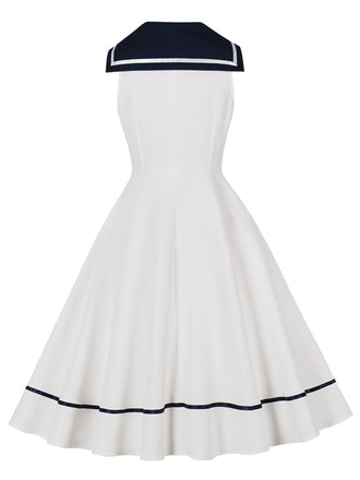 Abito Sailor Rosso con Fiocco Sleeveless Svasato Anni '50 7