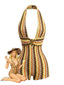 [Prevendita] Tuta Corta Multicolore Anni '70 in Maglia Zig-Zag con Scollo a V Profondo