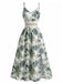 Abito Verde Tropicale Floreale Boho con Spalline Anni '70 2