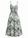 Abito Verde Tropicale Floreale Boho con Spalline Anni '70 3