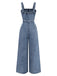 Blue 1930s Denim Button Front Belted Jumpsuit 2