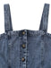 Blue 1930s Denim Button Front Belted Jumpsuit 3