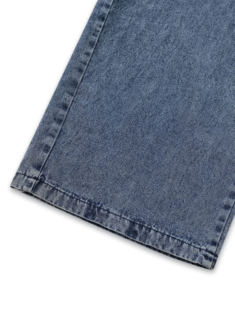 Blue 1930s Denim Button Front Belted Jumpsuit 6