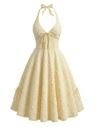 [Prevendita] Abito Testurizzato Jacquard Halter - Giallo Anni '50