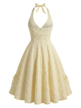 [Prevendita] Abito Testurizzato Jacquard Halter - Giallo Anni '50 2