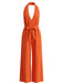 1930s Halter V-Neck Belted Wide Leg Jumpsuit 5