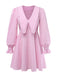 Pink 1950s Vintage Plaid V Neck Dress 1