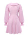 Pink 1950s Vintage Plaid V Neck Dress 2