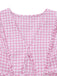 Pink 1950s Vintage Plaid V Neck Dress 3
