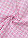 Pink 1950s Vintage Plaid V Neck Dress 5