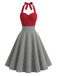 Red 1950s Vintage Plaid Halter Dress 2