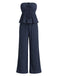 Navy Blue 1950s Vintage Ruffle Two Piece Set 1