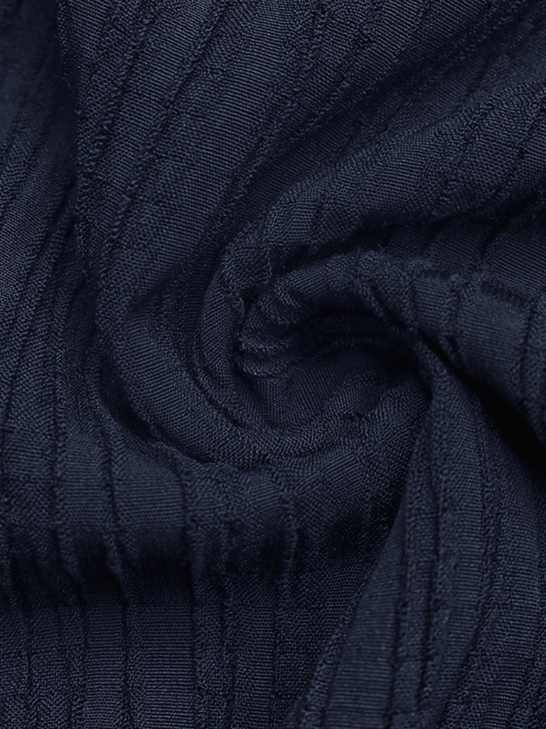 Navy Blue 1950s Vintage Ruffle Two Piece Set 6