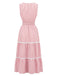 Abito Lungo a Balze Senza Maniche Scollo a V a Righe con Bordo Ric Rac Anni '70 3