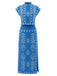 Set 2 Pezzi Blu Top con Maniche ad Aletta Boho e Gonna con Spacco Anni '70 2