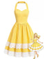 [Prevendita] Abito a Strati Giallo Anni '50 in Cotone a Pois con Scollo All'americana