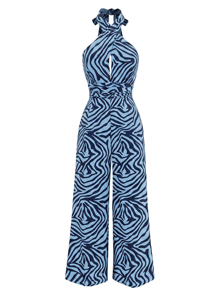 [Pre-Sale] Lake Blue 1970s Vintage Floral V Neck Jumpsuit 3