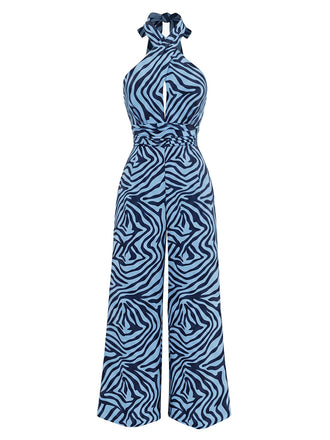 [Pre-Sale] Lake Blue 1970s Vintage Floral V Neck Jumpsuit 3