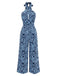[Pre-Sale] Lake Blue 1970s Vintage Floral V Neck Jumpsuit 3