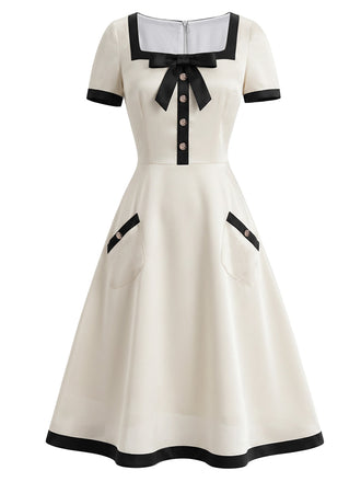 [Pre-Sale] Elegant White 1940s Vintage Dress 2