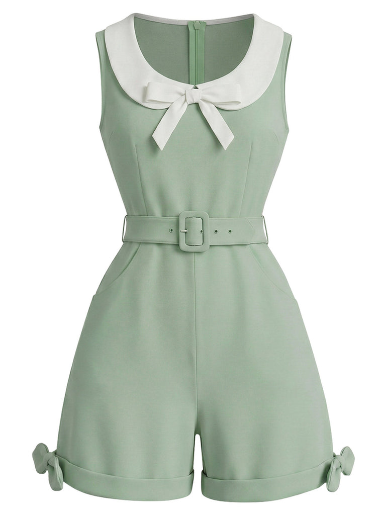[Pre-Sale] Green 1950s Square Neck One Piece Shorts Set 3